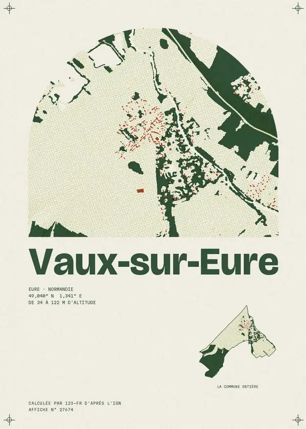 Affiche de Vaux-sur-Eure, calculée par 123-fr d'après l'IGN