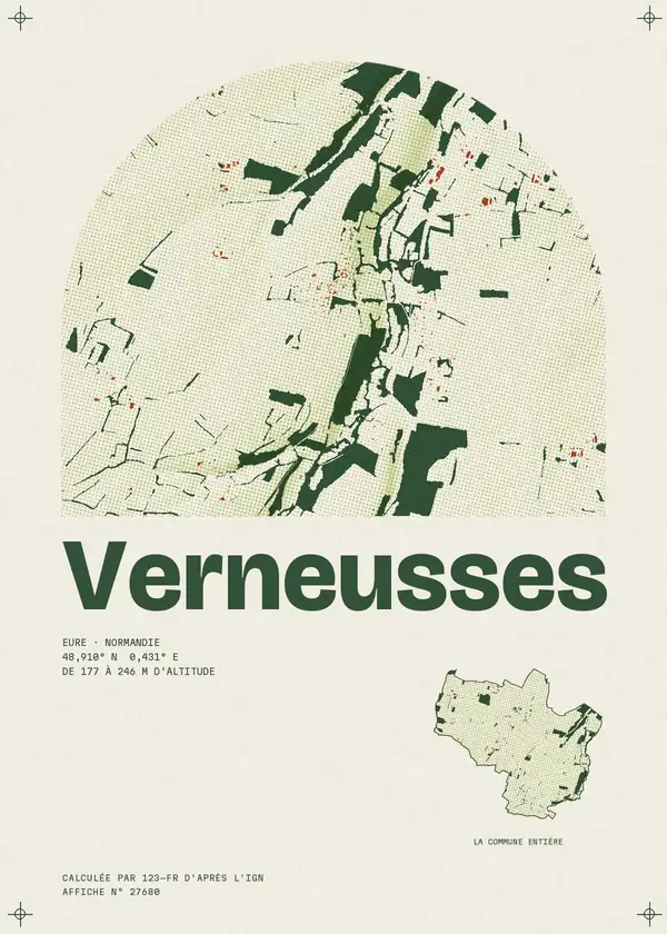 Affiche de Verneusses, calculée par 123-fr d'après l'IGN