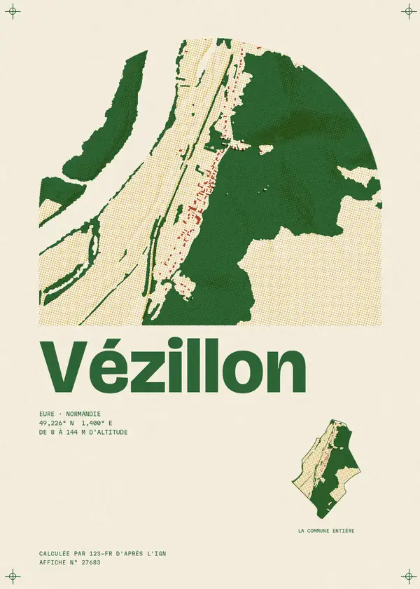 Affiche de Vézillon, calculée par 123-fr d'après l'IGN