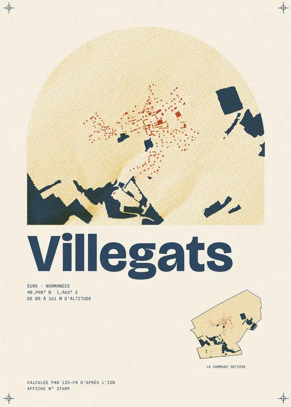 Affiche de Villegats, calculée par 123-fr d'après l'IGN