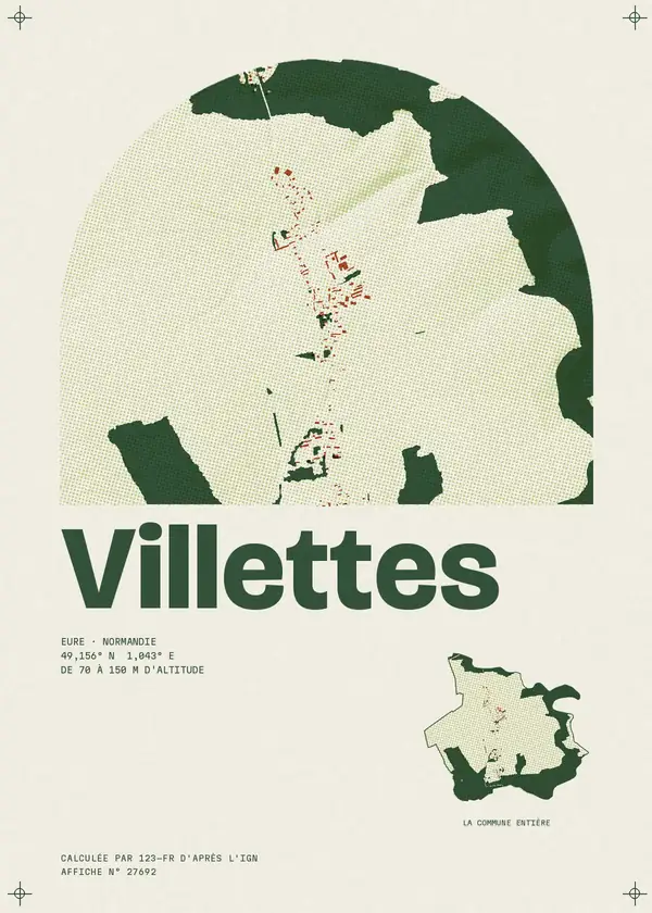 Affiche de Villettes, calculée par 123-fr d'après l'IGN