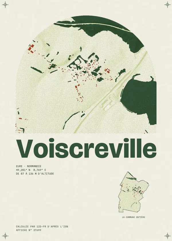 Affiche de Voiscreville, calculée par 123-fr d'après l'IGN