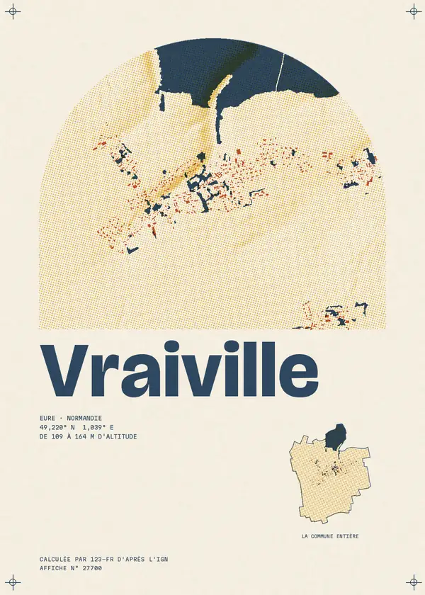 Affiche de Vraiville, calculée par 123-fr d'après l'IGN
