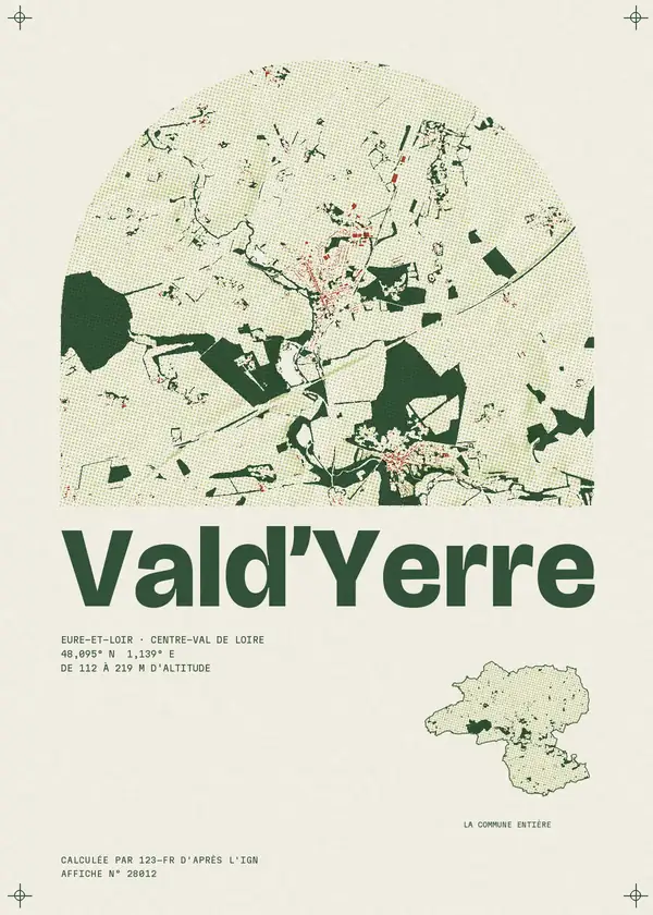 Affiche de Vald'Yerre, calculée par 123-fr d'après l'IGN