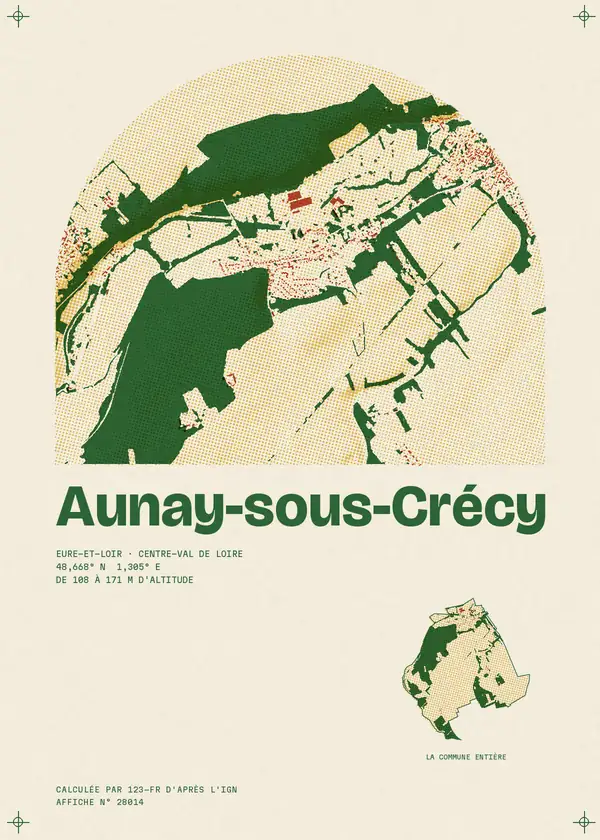 Affiche de Aunay-sous-Crécy, calculée par 123-fr d'après l'IGN