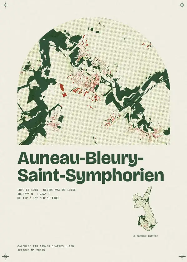 Affiche de Auneau-Bleury-Saint-Symphorien, calculée par 123-fr d'après l'IGN