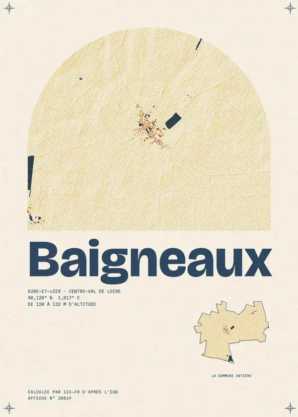 Affiche de Baigneaux, calculée par 123-fr d'après l'IGN