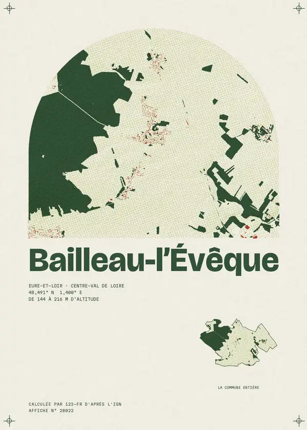 Affiche de Bailleau-l'Évêque, calculée par 123-fr d'après l'IGN