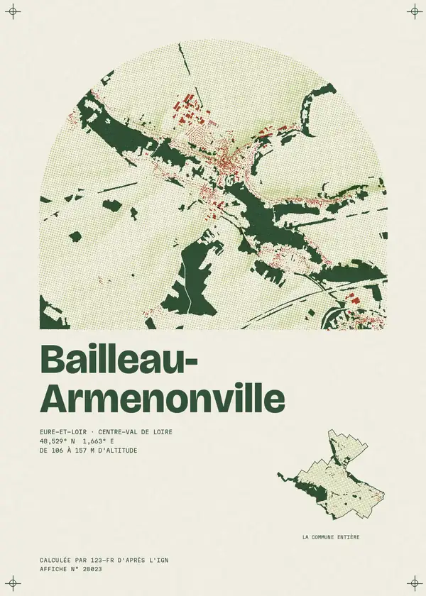 Affiche de Bailleau-Armenonville, calculée par 123-fr d'après l'IGN