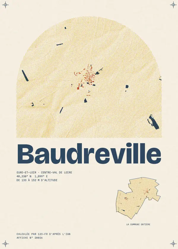 Affiche de Baudreville, calculée par 123-fr d'après l'IGN