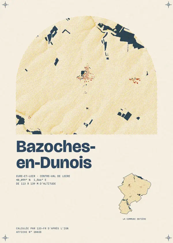 Affiche de Bazoches-en-Dunois, calculée par 123-fr d'après l'IGN