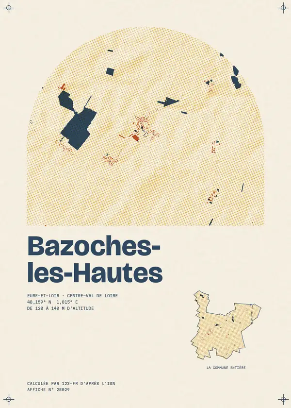 Affiche de Bazoches-les-Hautes, calculée par 123-fr d'après l'IGN