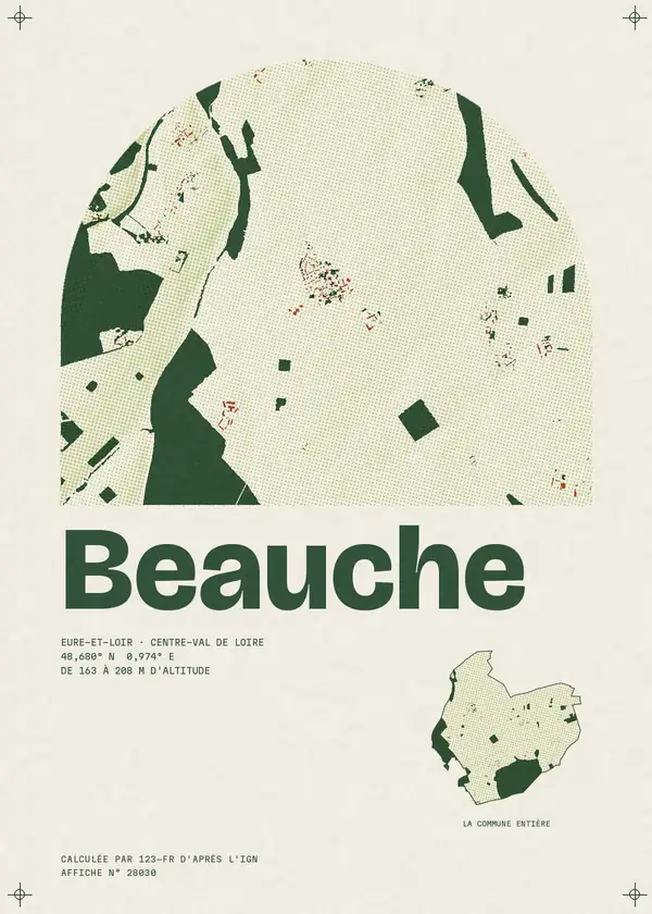 Affiche de Beauche, calculée par 123-fr d'après l'IGN