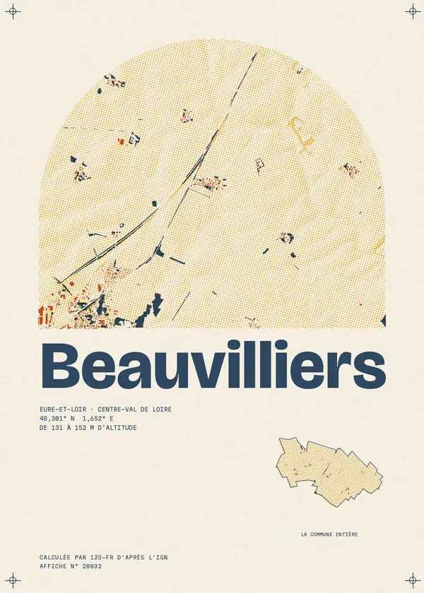 Affiche de Beauvilliers, calculée par 123-fr d'après l'IGN