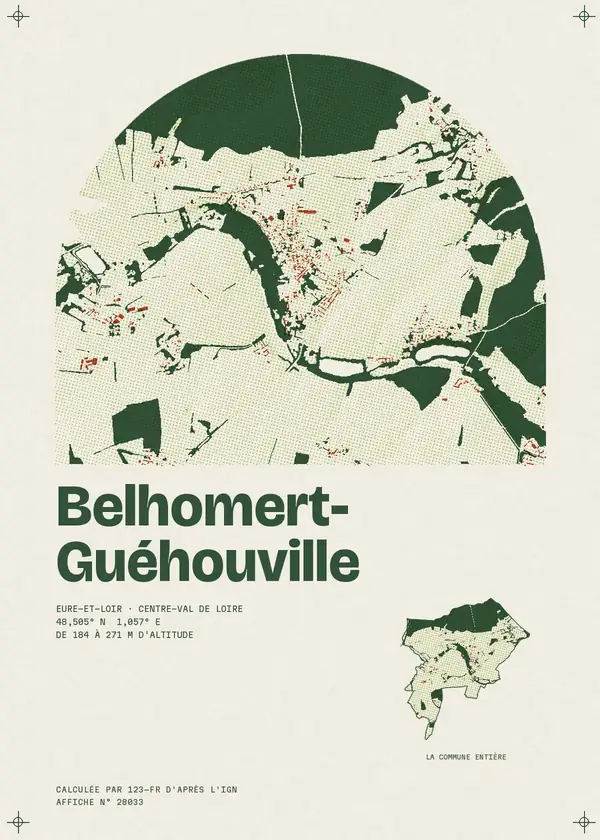 Affiche de Belhomert-Guéhouville, calculée par 123-fr d'après l'IGN