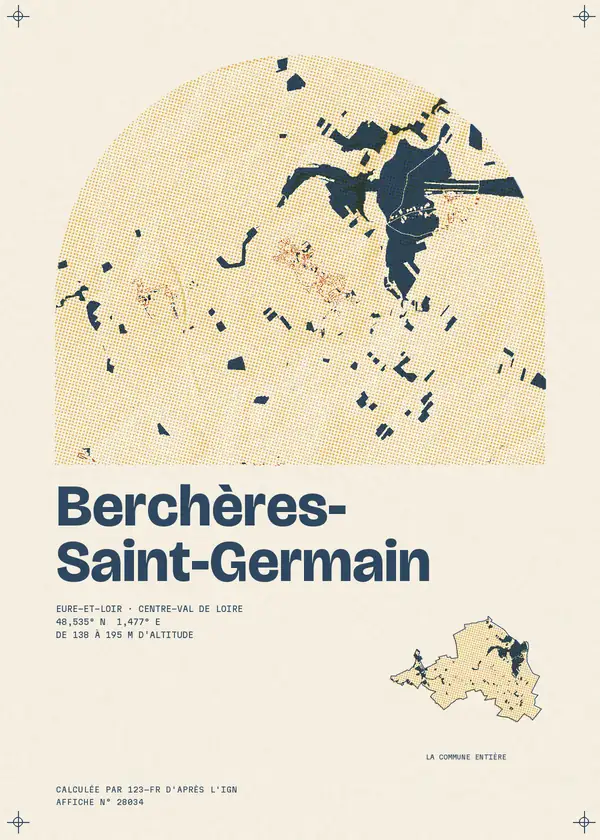 Affiche de Berchères-Saint-Germain, calculée par 123-fr d'après l'IGN