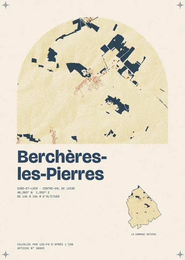 Affiche de Berchères-les-Pierres, calculée par 123-fr d'après l'IGN