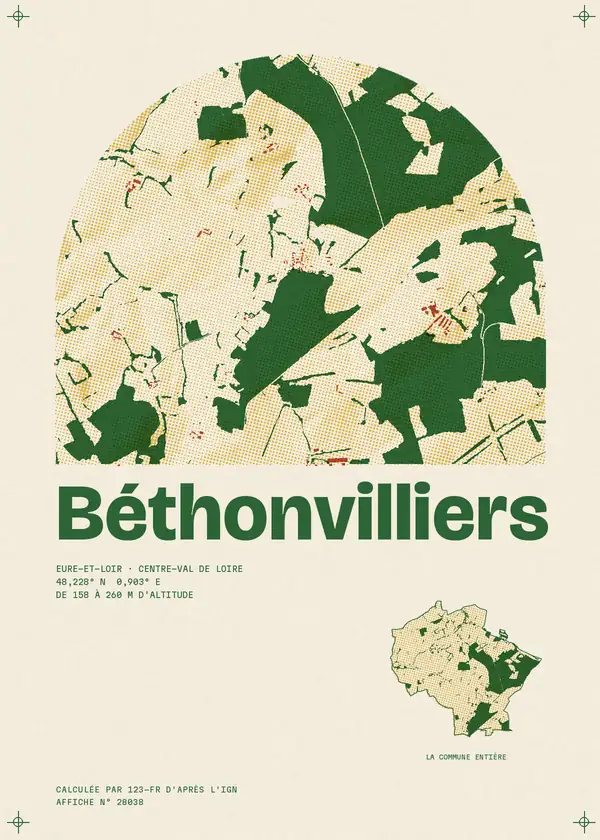 Affiche de Béthonvilliers, calculée par 123-fr d'après l'IGN