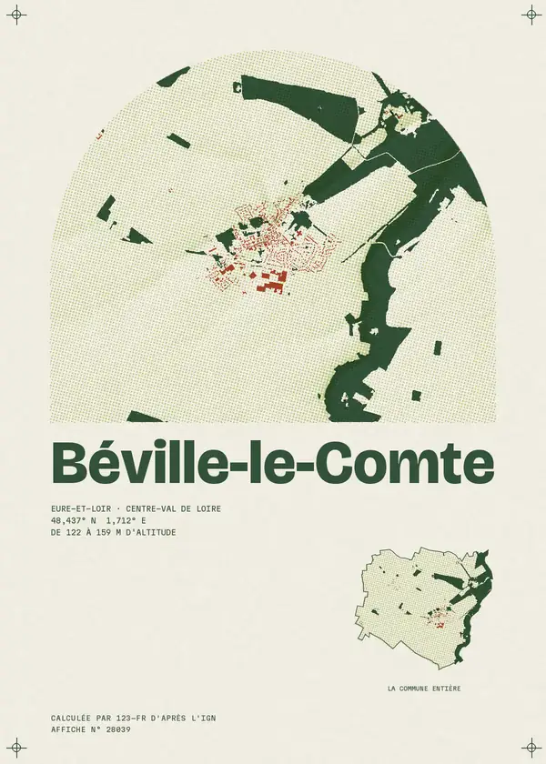 Affiche de Béville-le-Comte, calculée par 123-fr d'après l'IGN