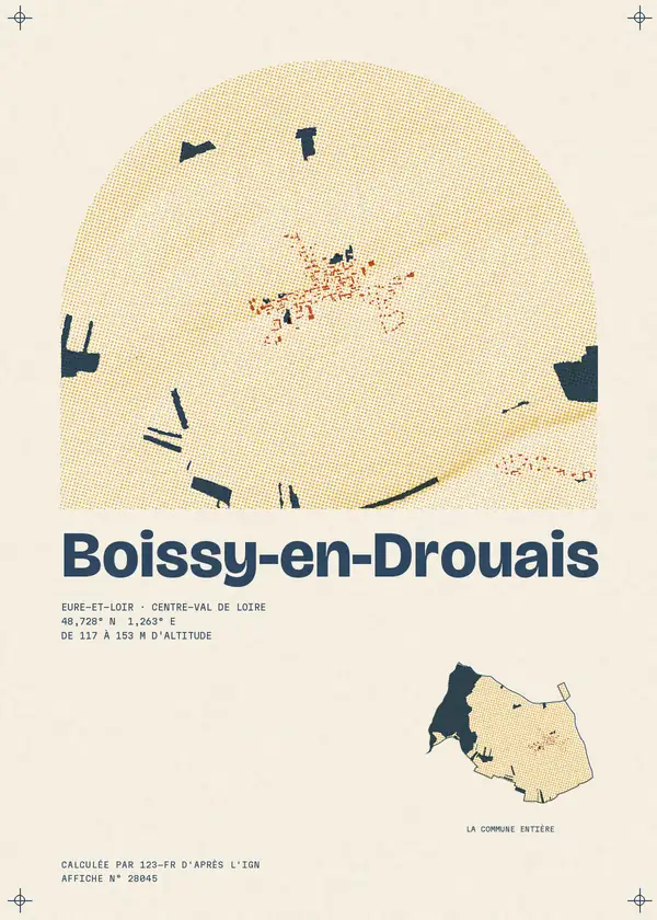 Affiche de Boissy-en-Drouais, calculée par 123-fr d'après l'IGN