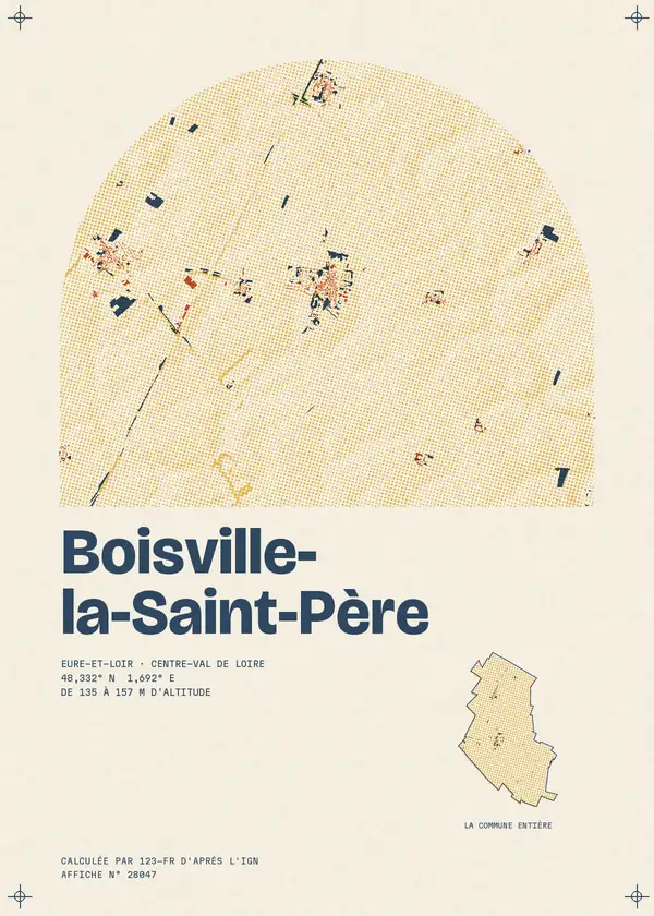 Affiche de Boisville-la-Saint-Père, calculée par 123-fr d'après l'IGN