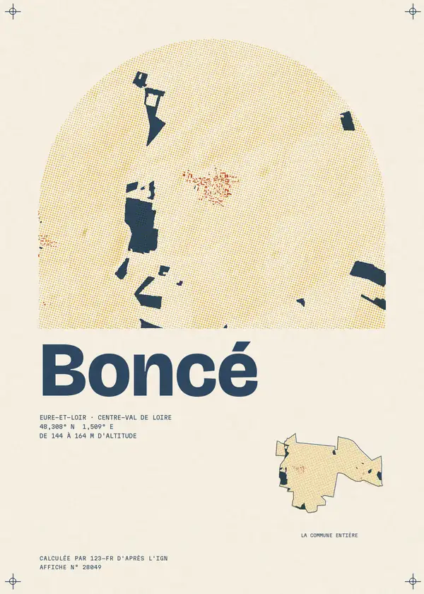 Affiche de Boncé, calculée par 123-fr d'après l'IGN