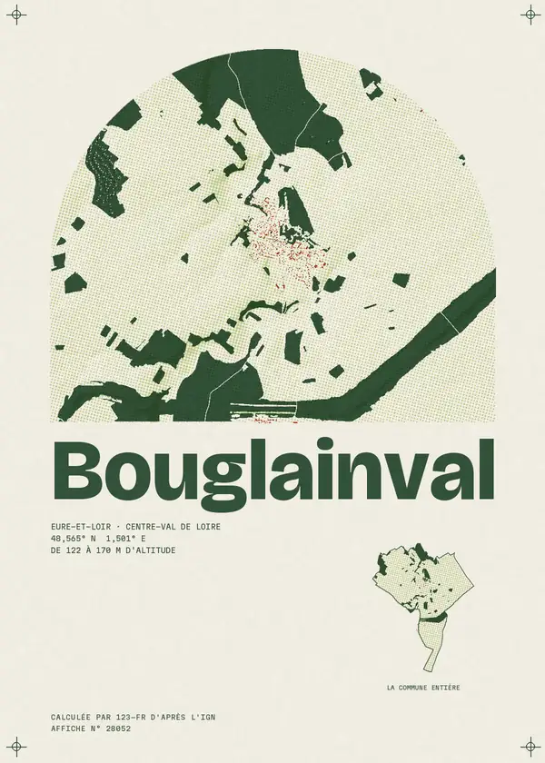 Affiche de Bouglainval, calculée par 123-fr d'après l'IGN