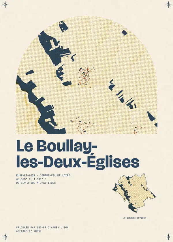 Affiche de Le Boullay-les-Deux-Églises, calculée par 123-fr d'après l'IGN