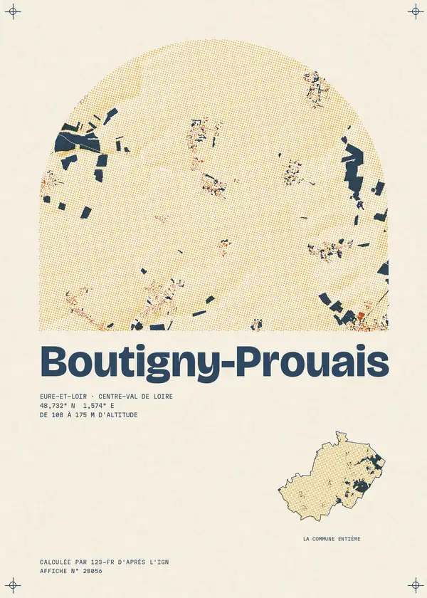 Affiche de Boutigny-Prouais, calculée par 123-fr d'après l'IGN