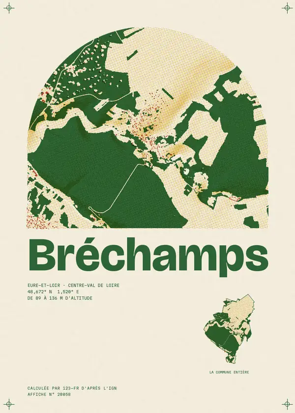 Affiche de Bréchamps, calculée par 123-fr d'après l'IGN