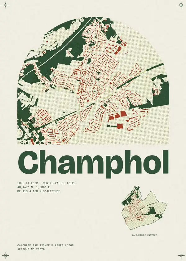 Affiche de Champhol, calculée par 123-fr d'après l'IGN