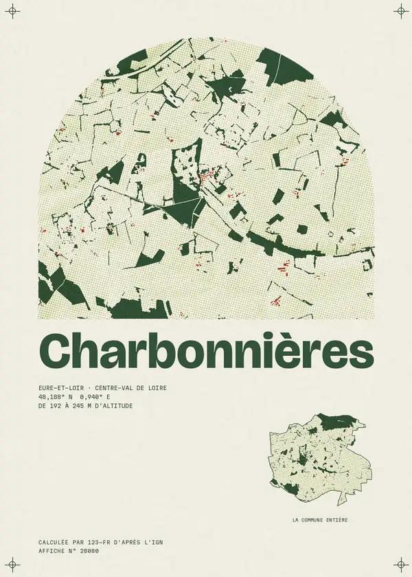 Affiche de Charbonnières, calculée par 123-fr d'après l'IGN