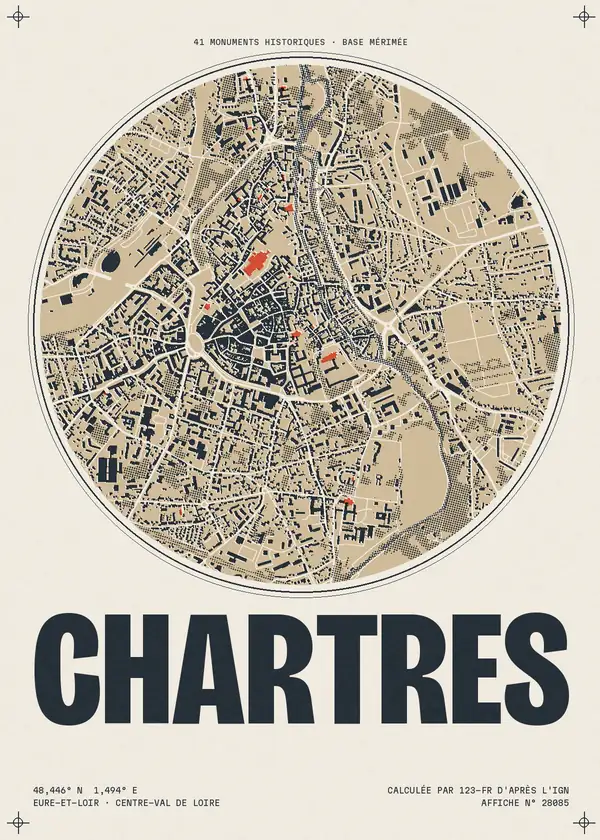 Affiche de Chartres, calculée par 123-fr d'après l'IGN