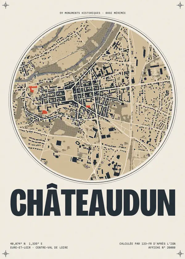 Affiche de Châteaudun, calculée par 123-fr d'après l'IGN