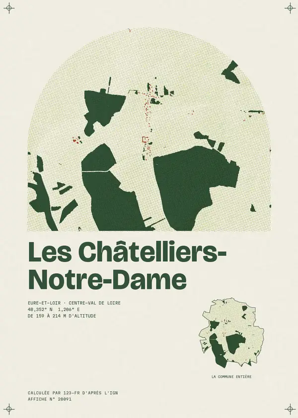 Affiche de Les Châtelliers-Notre-Dame, calculée par 123-fr d'après l'IGN