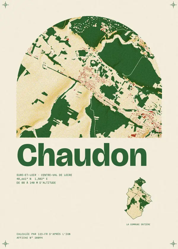 Affiche de Chaudon, calculée par 123-fr d'après l'IGN