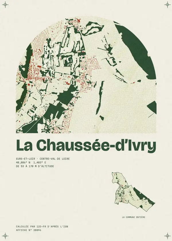 Affiche de La Chaussée-d'Ivry, calculée par 123-fr d'après l'IGN