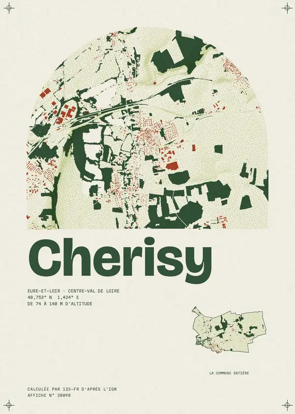 Affiche de Cherisy, calculée par 123-fr d'après l'IGN
