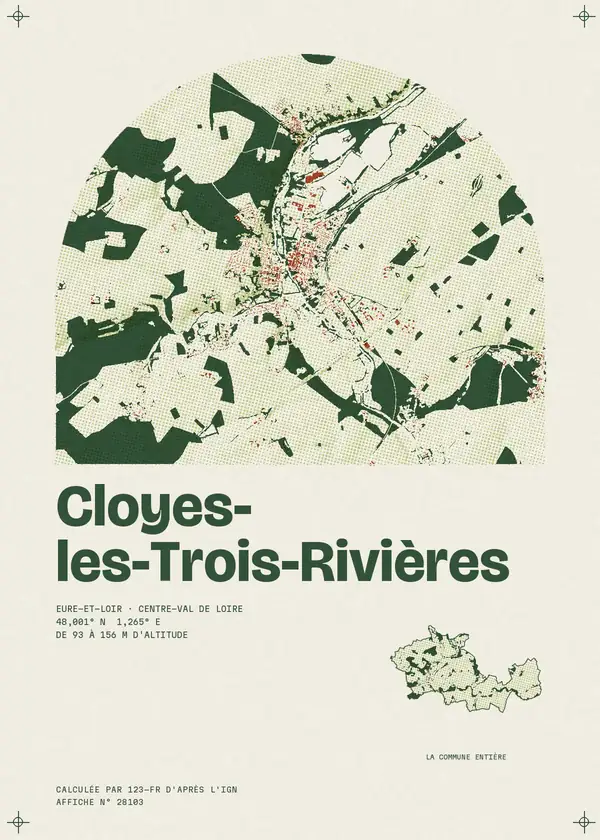 Affiche de Cloyes-les-Trois-Rivières, calculée par 123-fr d'après l'IGN