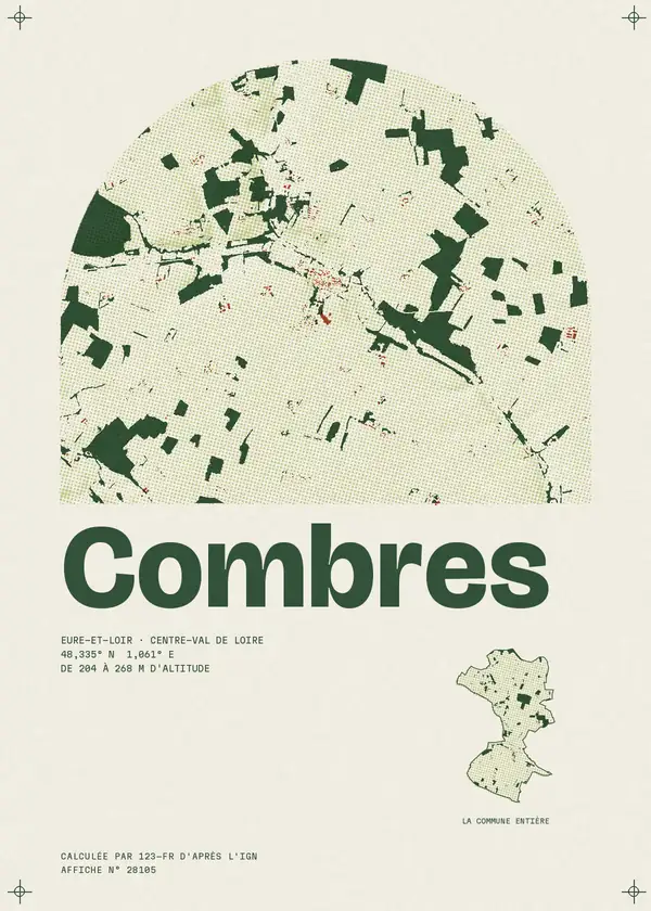 Affiche de Combres, calculée par 123-fr d'après l'IGN