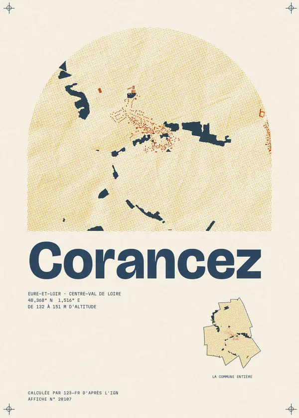 Affiche de Corancez, calculée par 123-fr d'après l'IGN