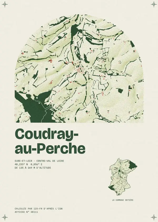 Affiche de Coudray-au-Perche, calculée par 123-fr d'après l'IGN