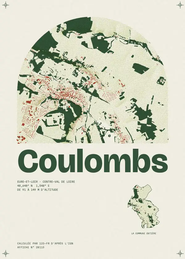 Affiche de Coulombs, calculée par 123-fr d'après l'IGN