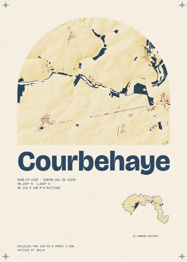 Affiche de Courbehaye, calculée par 123-fr d'après l'IGN