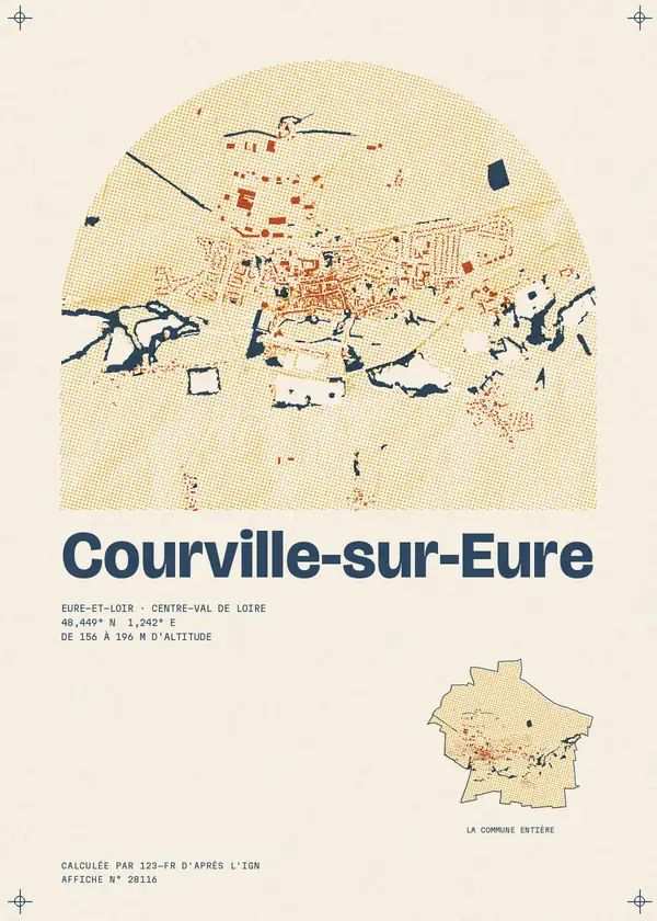 Affiche de Courville-sur-Eure, calculée par 123-fr d'après l'IGN