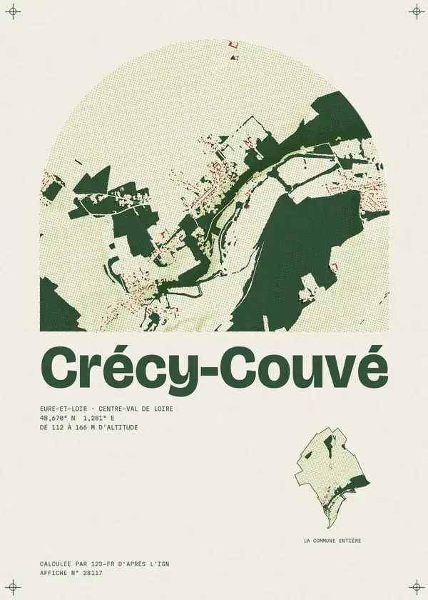 Affiche de Crécy-Couvé, calculée par 123-fr d'après l'IGN