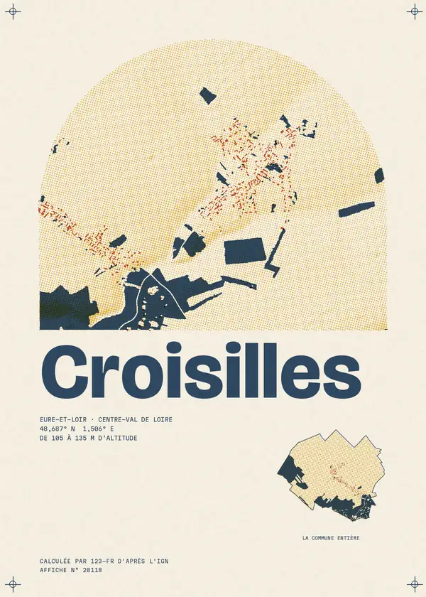 Affiche de Croisilles, calculée par 123-fr d'après l'IGN