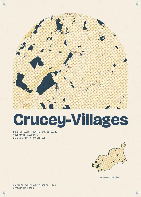 Affiche de Crucey-Villages, calculée par 123-fr d'après l'IGN