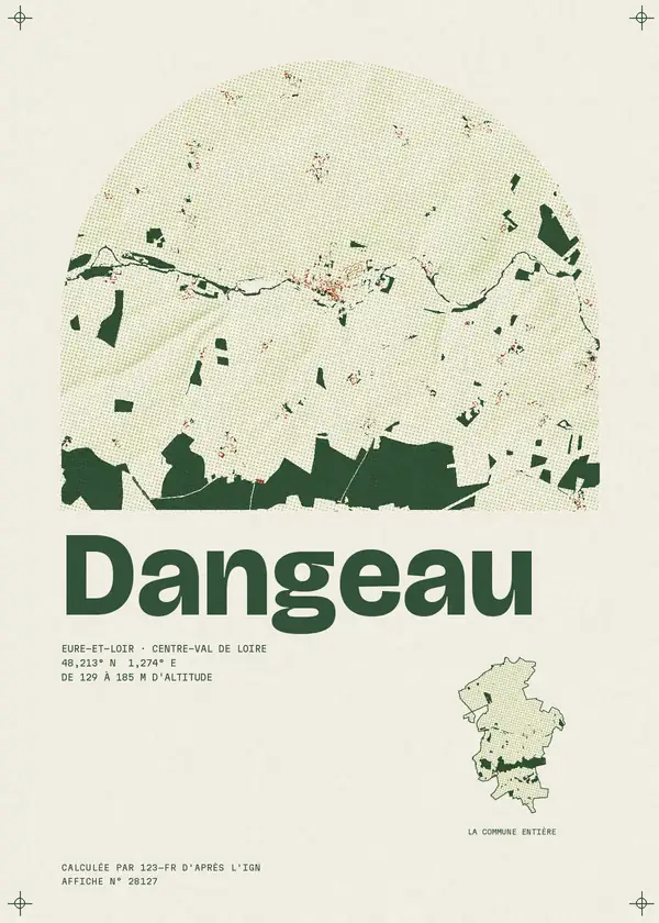 Affiche de Dangeau, calculée par 123-fr d'après l'IGN