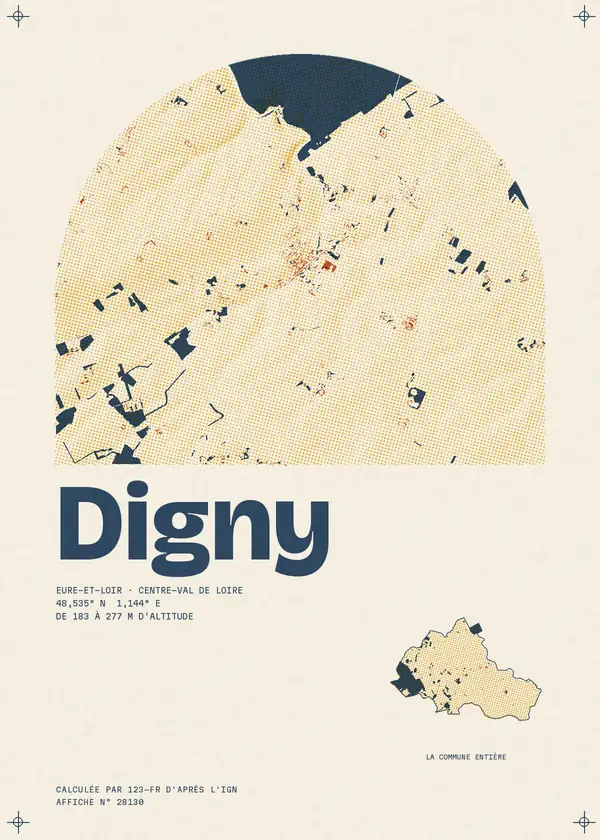Affiche de Digny, calculée par 123-fr d'après l'IGN